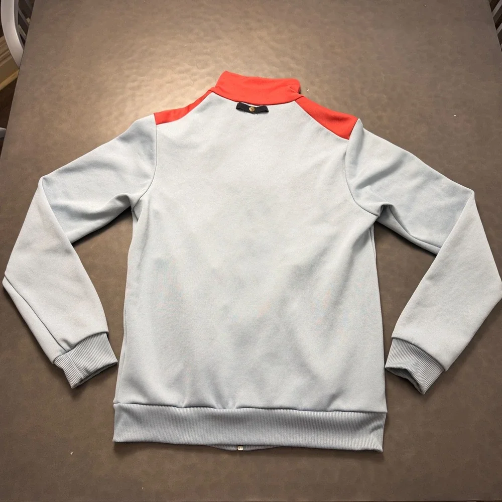 Vintage Puma Mens Iconic Track Jacket Gray and Red Color Block Full Zip Small